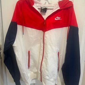Nike Red, White, and Black Hooded Jacket